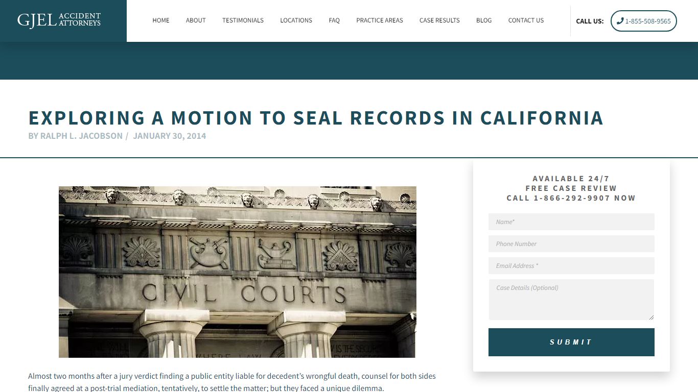 Exploring a Motion to Seal Records in California - GJEL Accident Attorneys